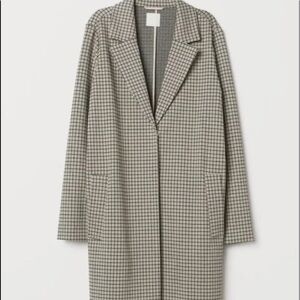 H&M check straight coat size 6